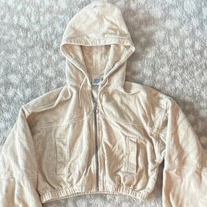BDG Light Tan Hooded Bomber Jacket
